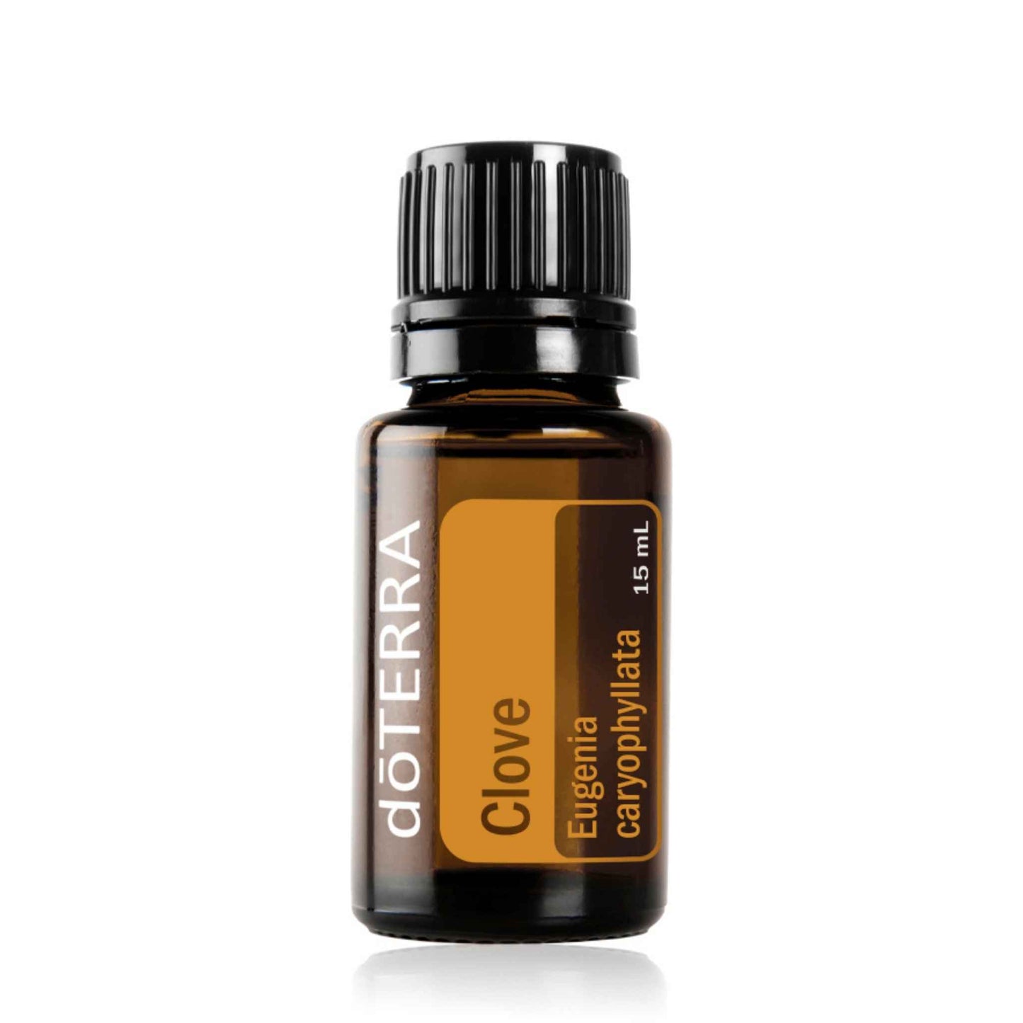 doTERRA Clove essential oil bottle on a white background
