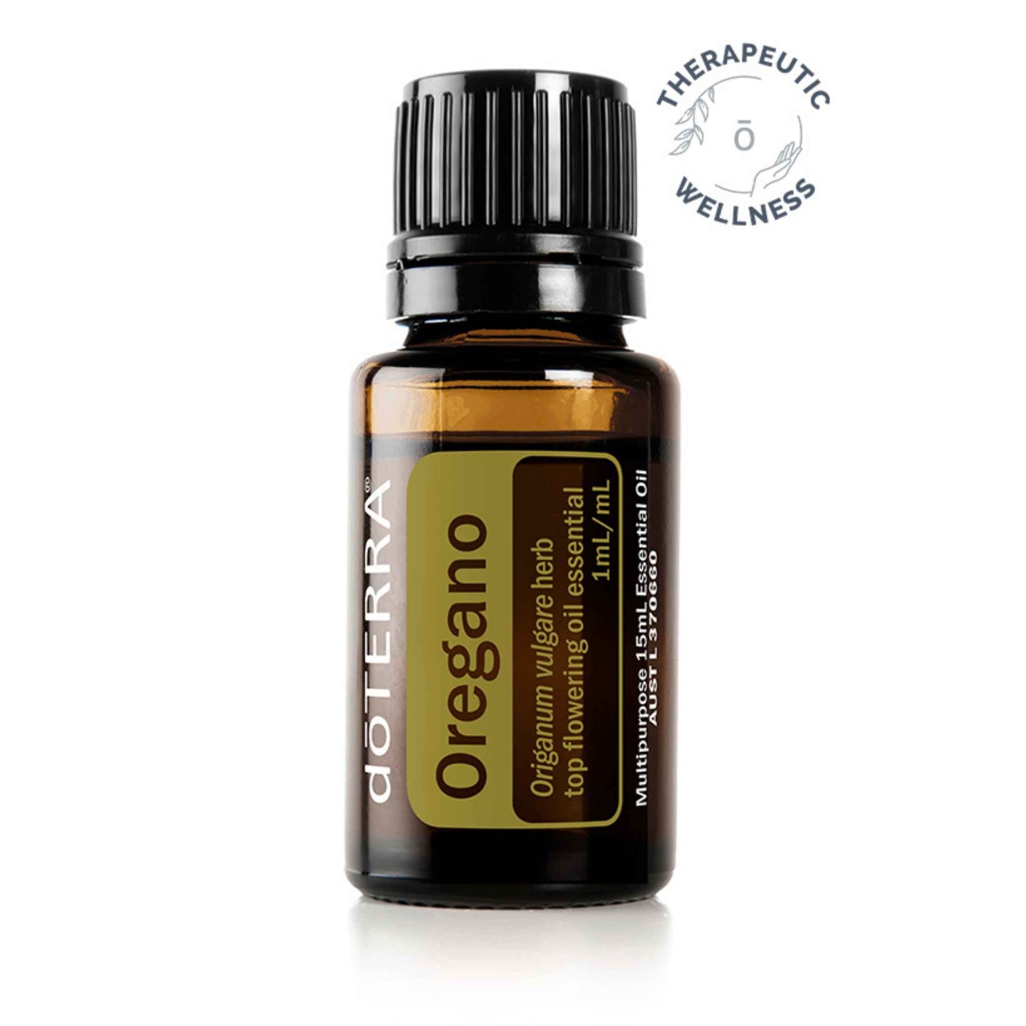 doTERRA Oregano essential oil bottle on a white background