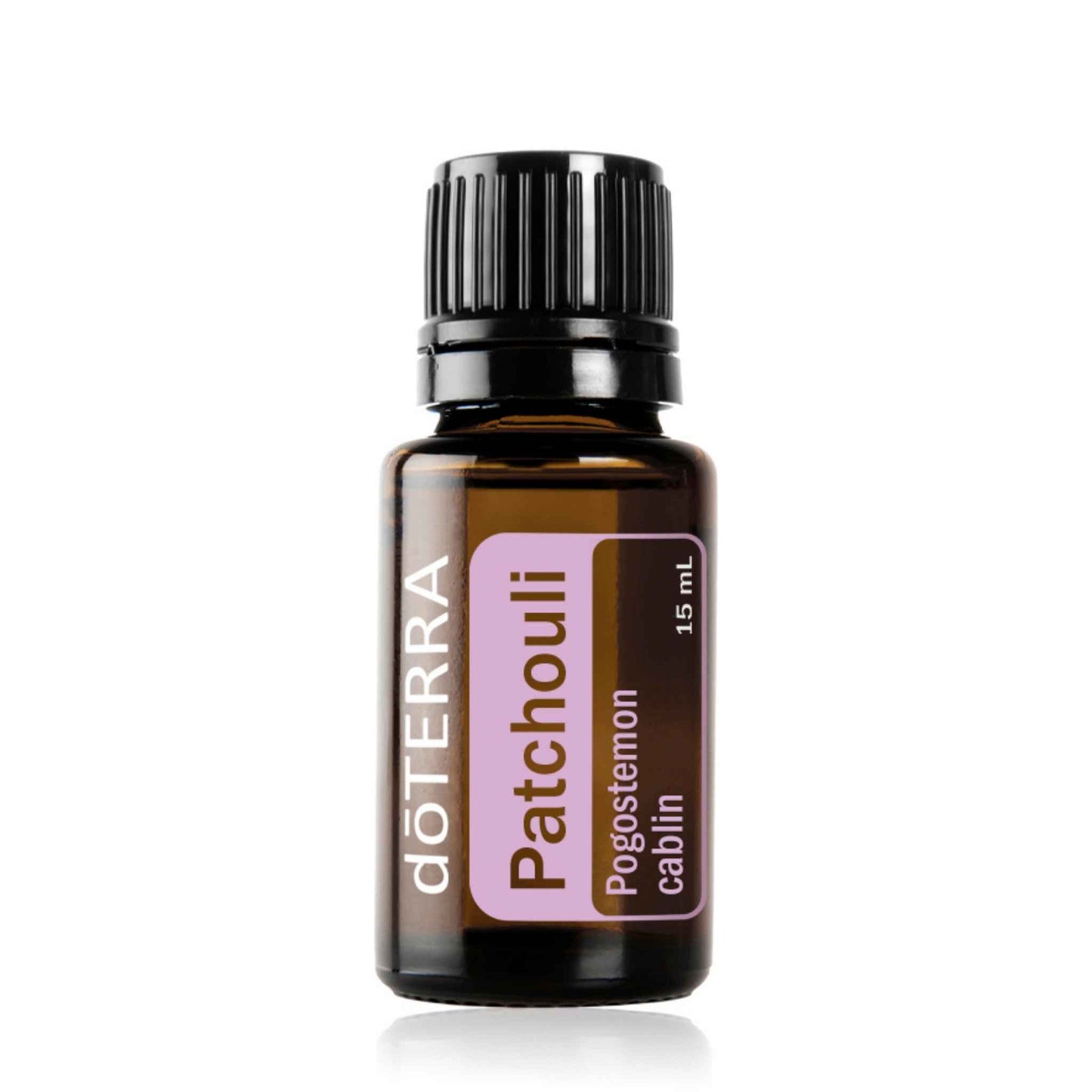 doTERRA Patchouli essential oil bottle on a white background