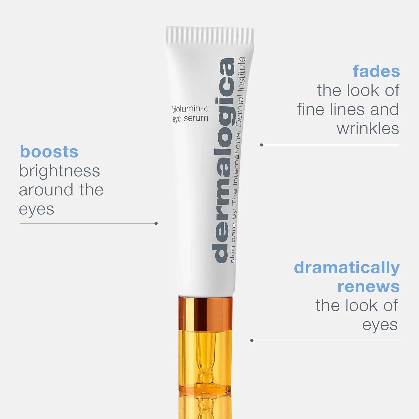 dermalogica biolumin-c eye serum with text stating benefits