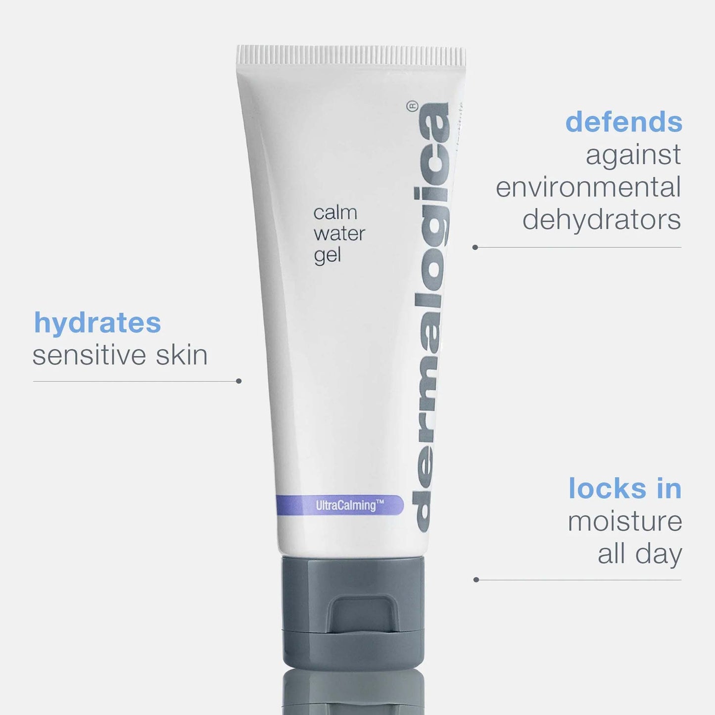 Dermalogica calm water gel with text describing benefits