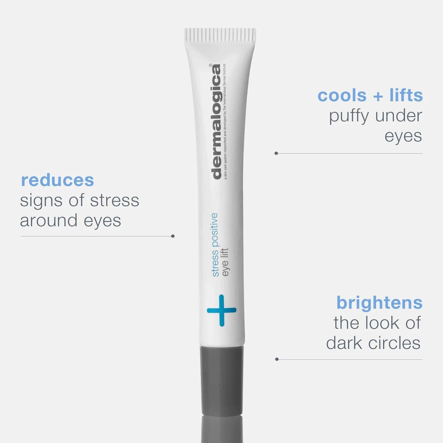 dermalogica stress positive eye lift with product benefits on a white background